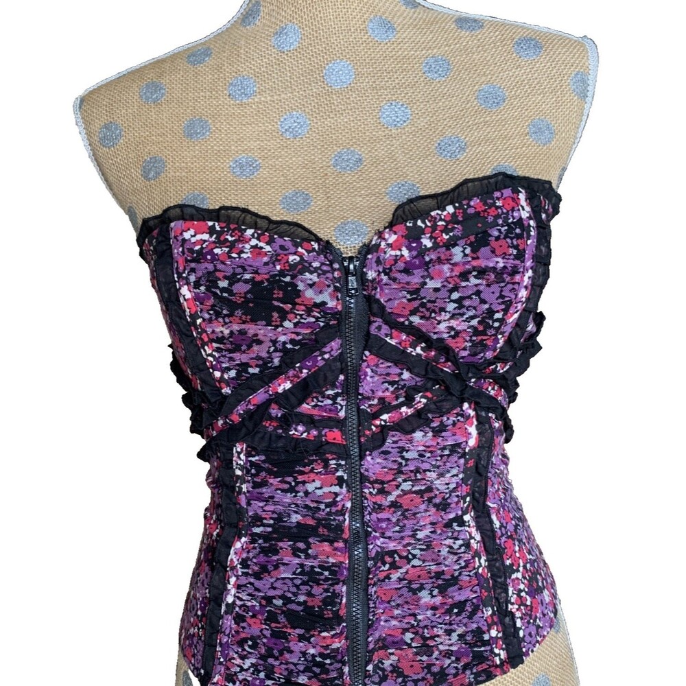 Y2K BeBe Floral Corset Ruffles Lace Bustiers XXS Whimsigoth Coquette